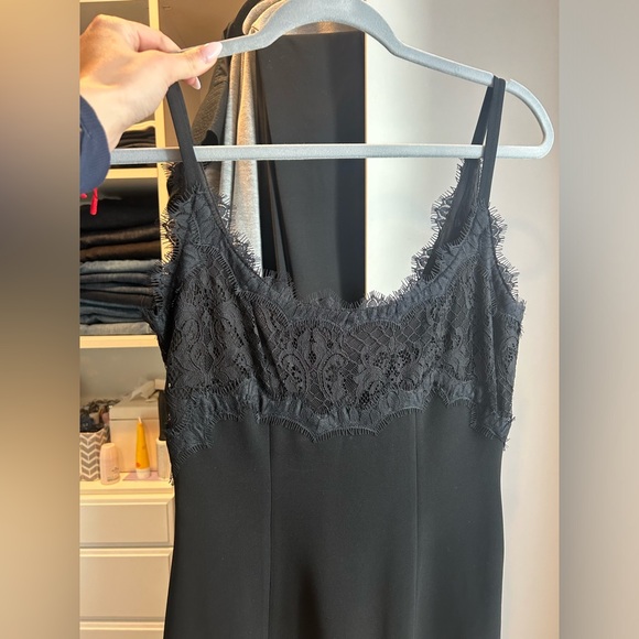 DIANE VON FURSTENBERG Black Dress Lace Spaghetti Strap Knee Length | Size 0 - Picture 3 of 4
